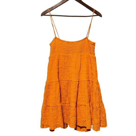 ZARA Girls Vibrant Orange Tiered Summer Beach Dress | Spaghetti Straps | M - Picture 2 of 6